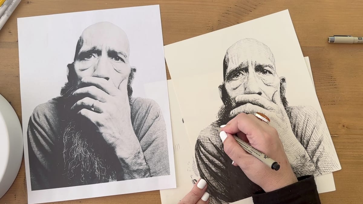 Crosshatching Masterclass: Draw a 'Handsome' Ink Portrait with Kimberly ...