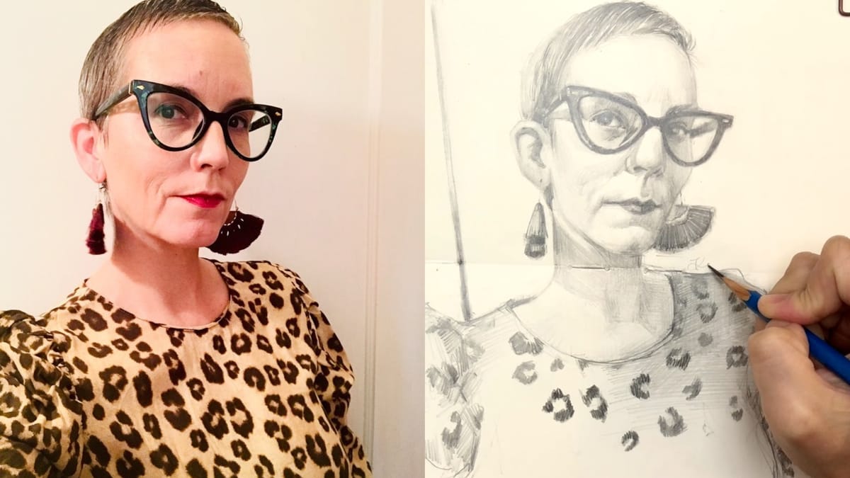 Pencil Practice: Draw a Bespectacled, 3/4 Portrait with Koanne Ko